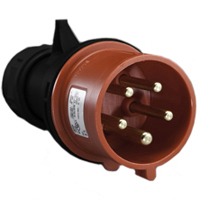 Pin and Sleeve Plug Devices 888-203-NS IEC 60309 Cable Mount Plug, IP44 Rated, 20A 200-415V, 16A 220/380-240/415V, 6H, IEC 309 International Pin and Sleeve Devices 